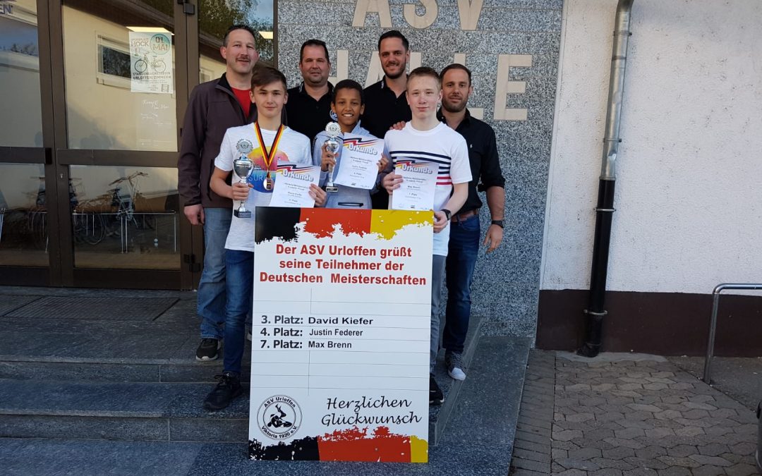 Deutsche Meisterschaften B-Jugend: Bronze für David Kiefer, Platz 4 für Justin Federer und Platz 7 für Max Brenn
