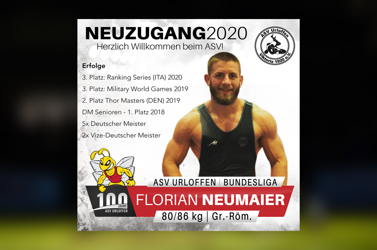 Neumaler Ringer Florian Neumaier wechselt zu den Hornets! - ASV Urloffen